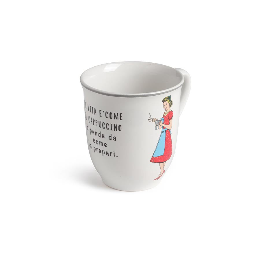 Set 4 MUG Scritta Cappuccino in 4 decori