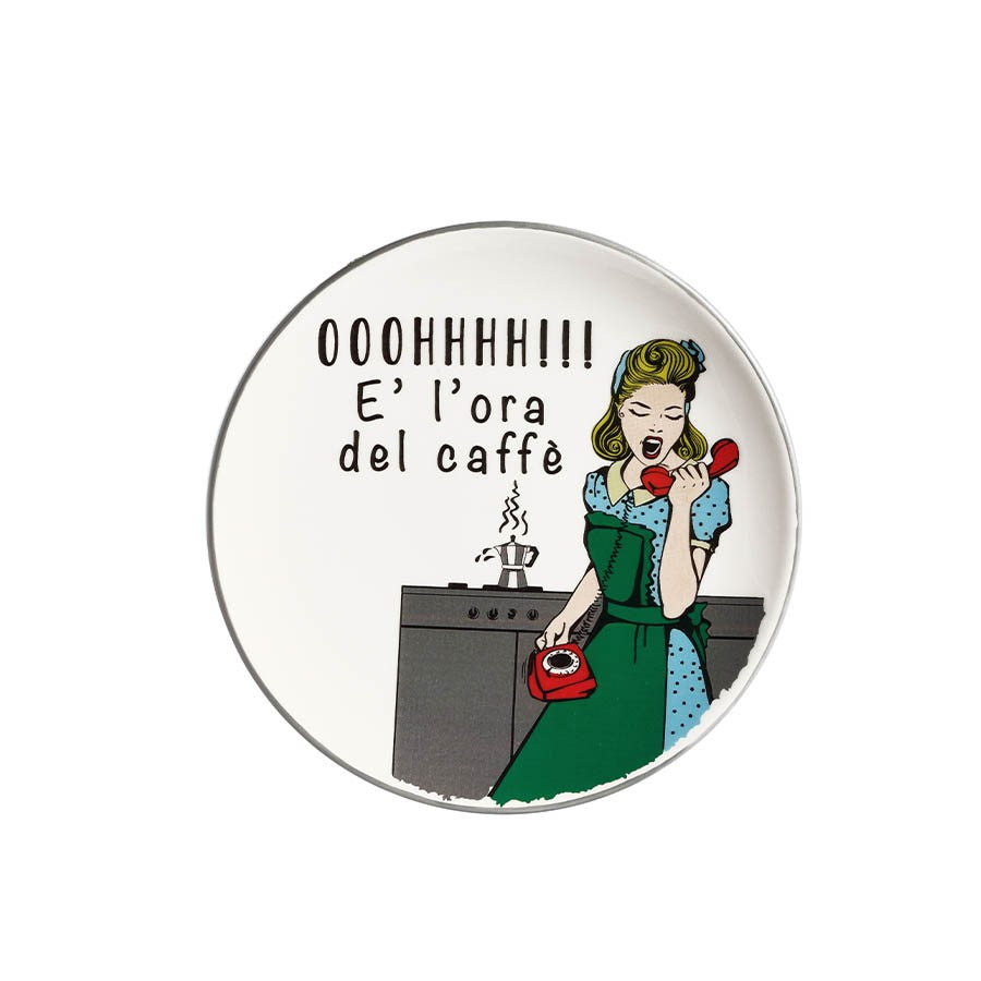 Set 4 Piattini cm 22  con scritta caffè  in 4 decori