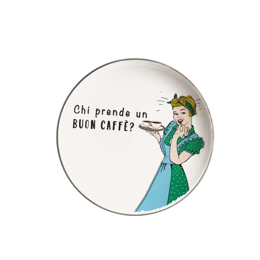 Set 4 Piattini cm 22  con scritta caffè  in 4 decori