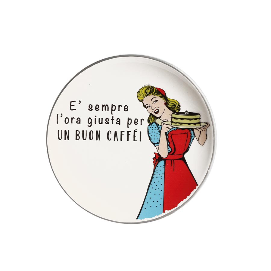 Set 4 Piattini cm 22  con scritta caffè  in 4 decori