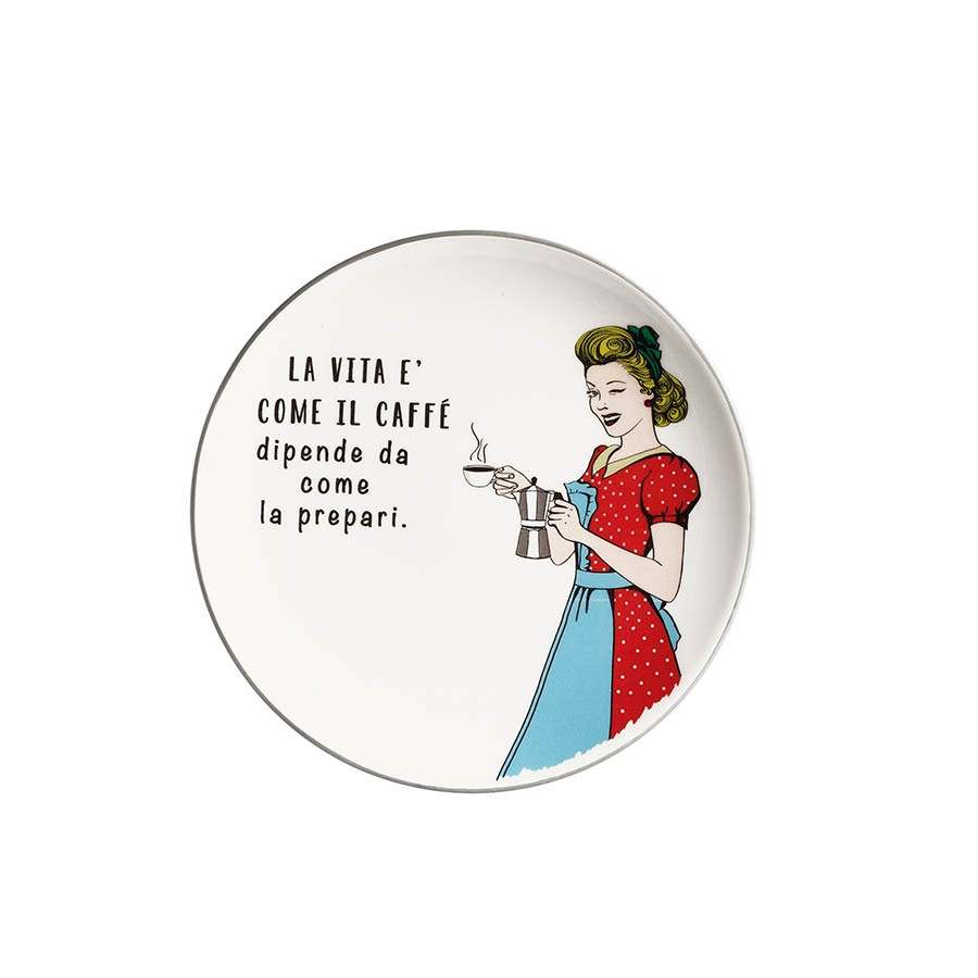Set 4 Piattini cm 22  con scritta caffè  in 4 decori