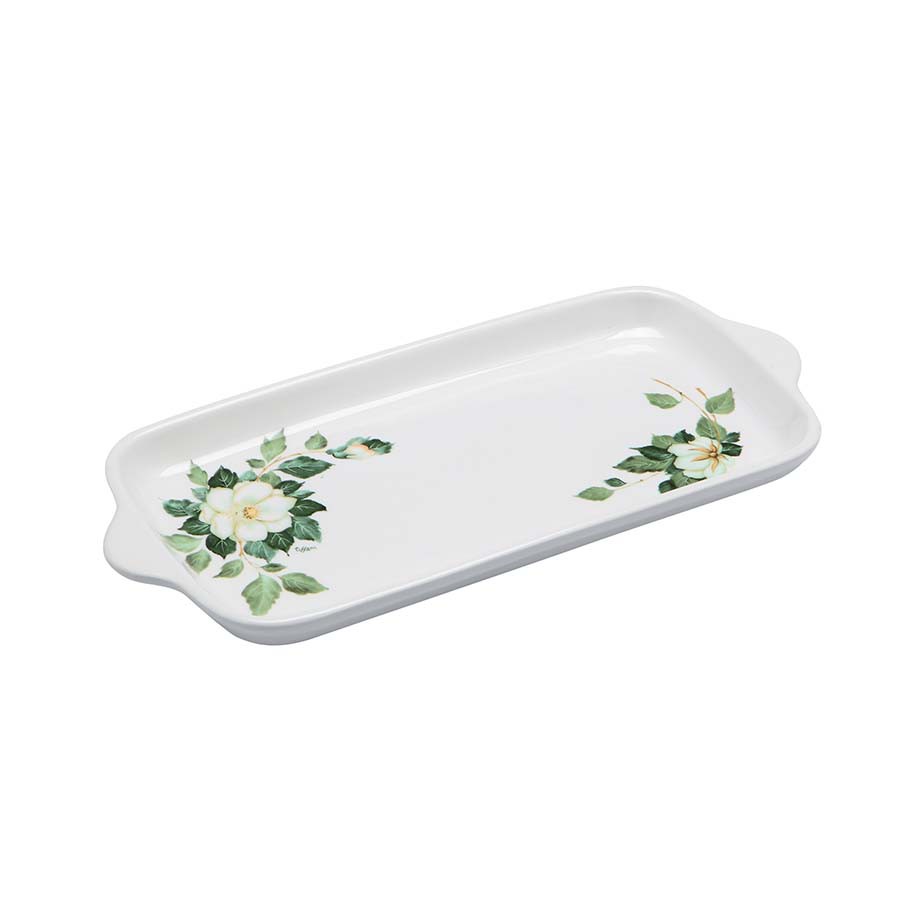 Vassoietto rettangolare con manici cm 24x12 Country Camelia