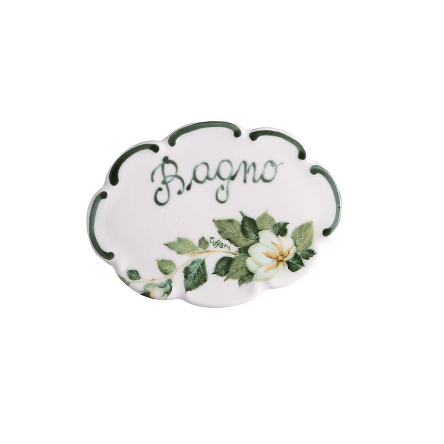 Targhetta per porte bagno Country Camelia