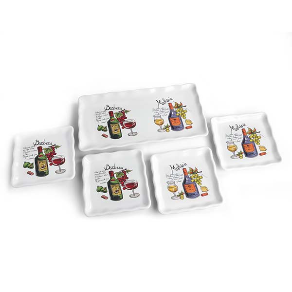 Set Aperitif Vino 5 pezzi Barbera/Malvasia (1 vass. Rett.39X20cm + 4 vass. Picc. 18X18)