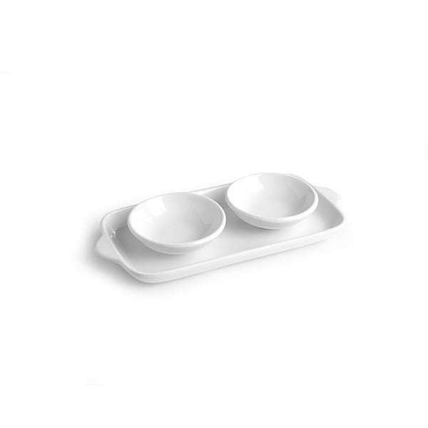 Set 3 Pz Bianco (1 Vass. Rett.c/m 28x13cm + 2 Copp. cm 10) Snack Holder