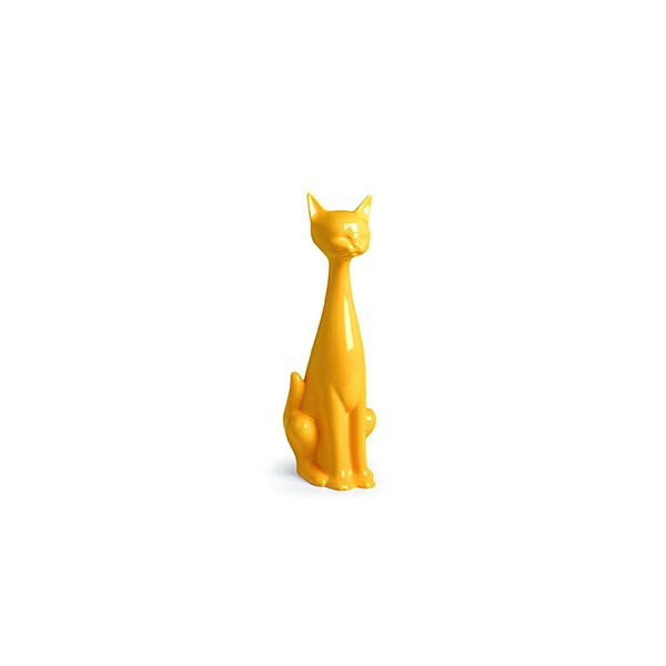 Statua Gatto basso giallo 18x14,5xh43 Dune