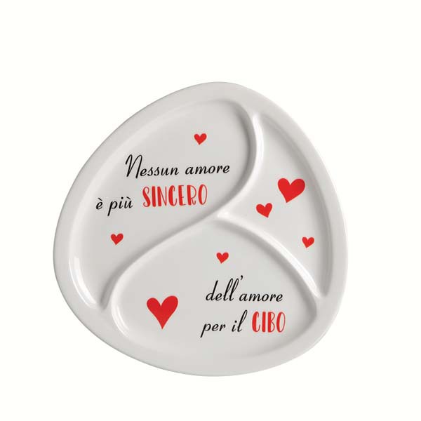 Piatto Tris con Scritta Amore