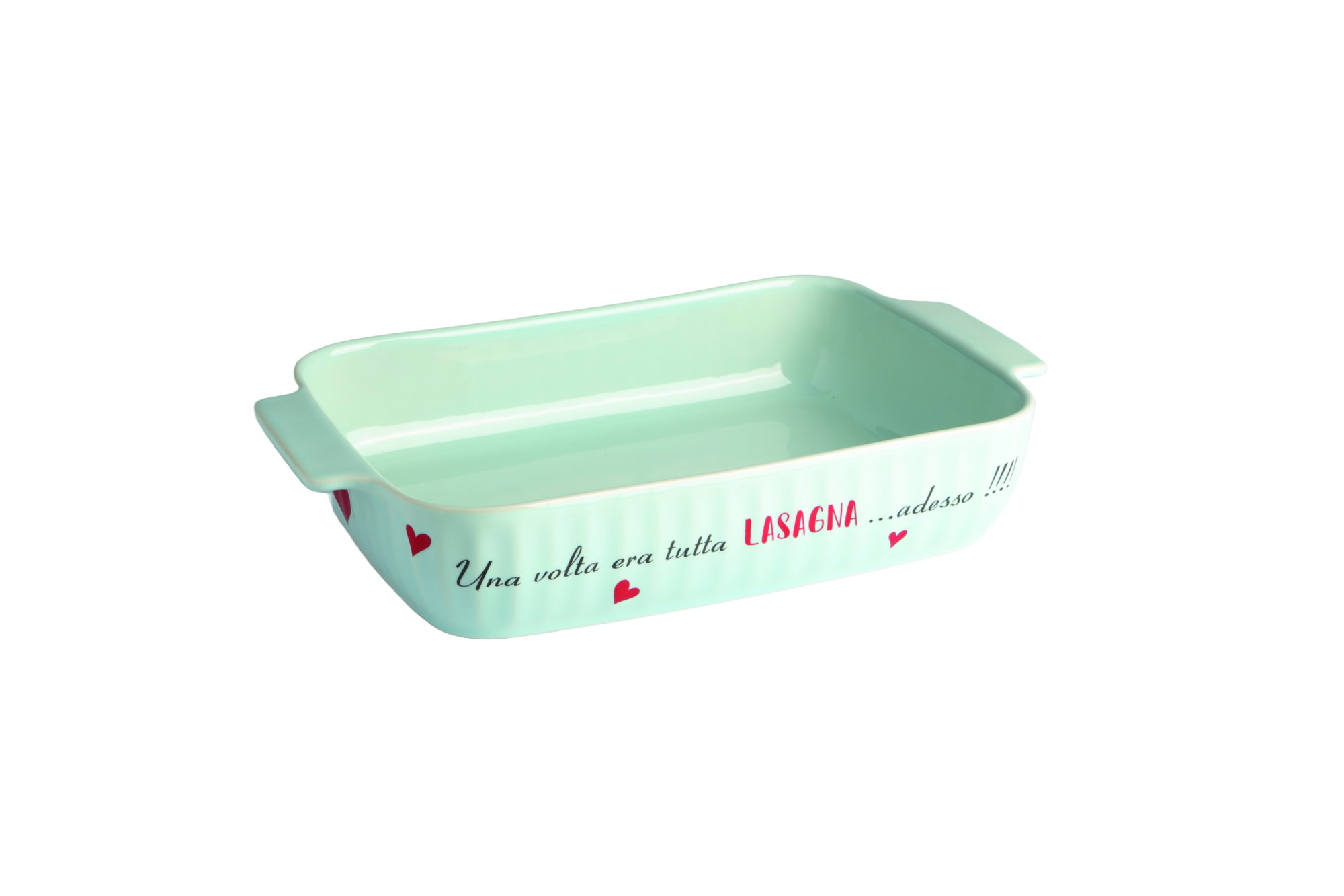 Pirofila Lasagna rettangolare Celeste 35x20x7 cm c/scritta