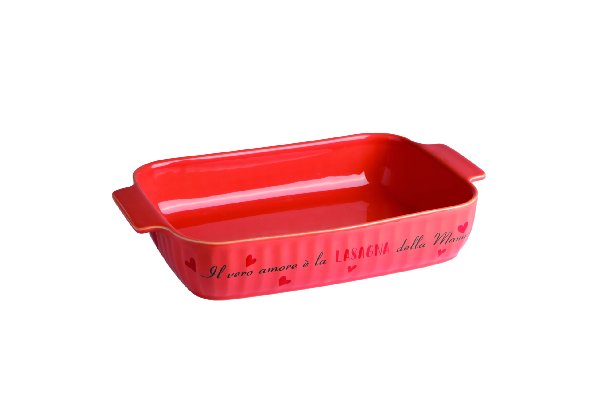 Pirofila Lasagna rettangolare rossa 35x20x7 cm con scritte
