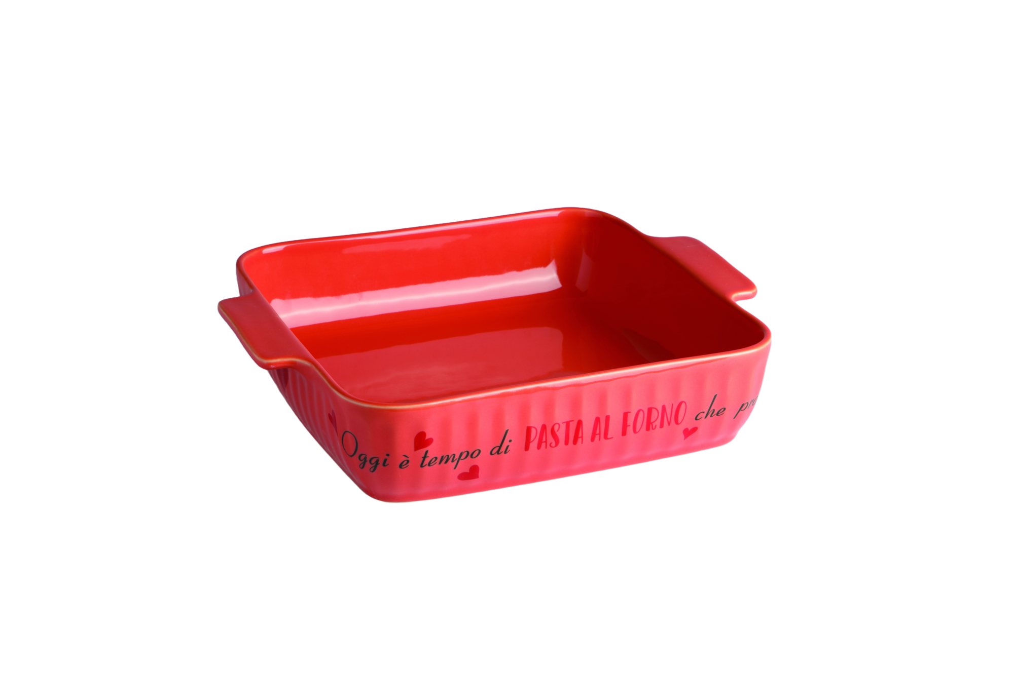 Pirofila Lasagna quadrata rossa 25x25x7 cm con scritte