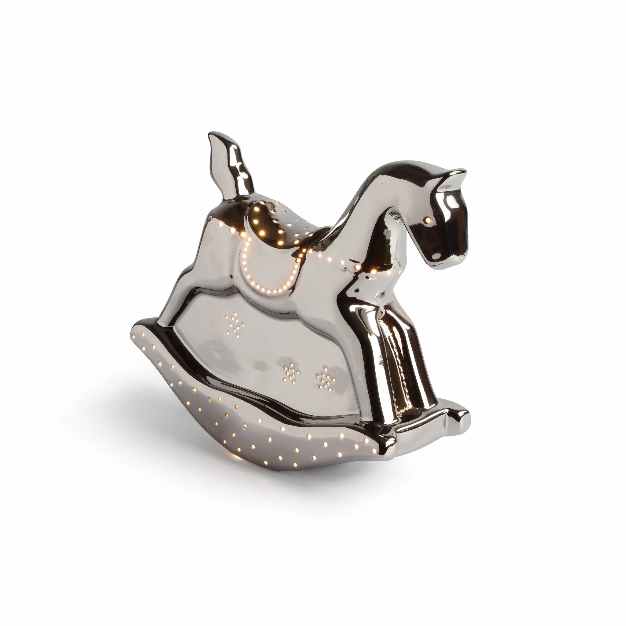 Lampada Cavallo a dondolo Argento 25x10 x H 22 Cm - Love Tiffani