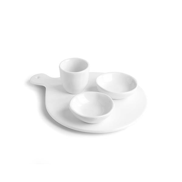Set 4 Pz Bianco (1 Tagliere 26x20 cm + 2 Copp. cm 8 + 1 Copp. cm 6) Snack Holder - Love Tiffani